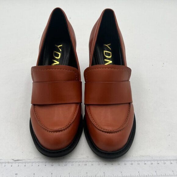 YDN Women Chunky High Heels Round Toe Oxford Loafer Shoes Slip On Office Work - Picture 3 of 7